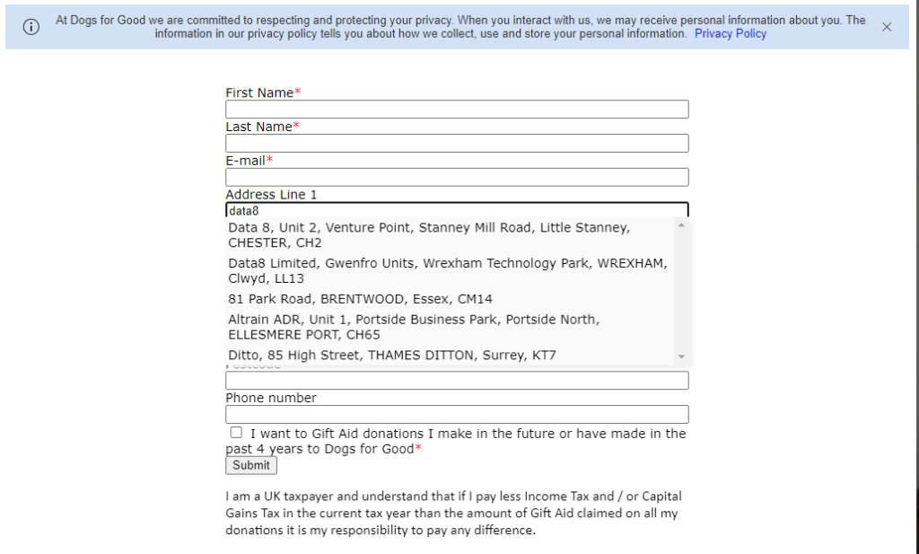 address capture