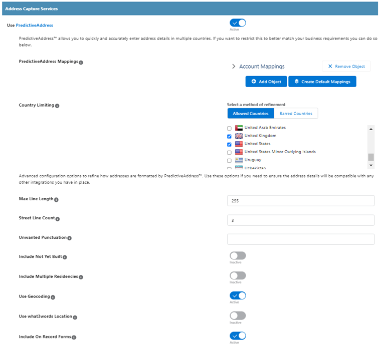 Configuration Settings Page